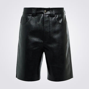 Black Leather Bermuda Shorts Men