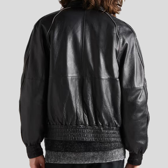 Louis Vuitton black Embellished Leather Bomber Jacket