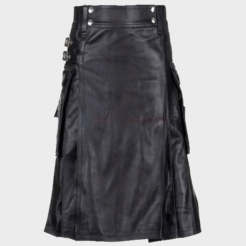 Black Leather Kilt