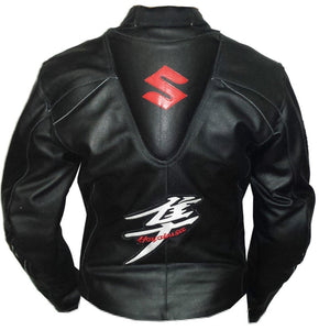 black leather racing jacket