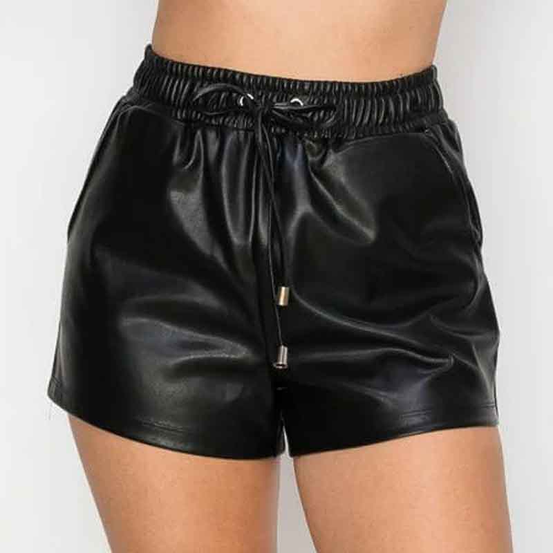 Black Leather Short Women