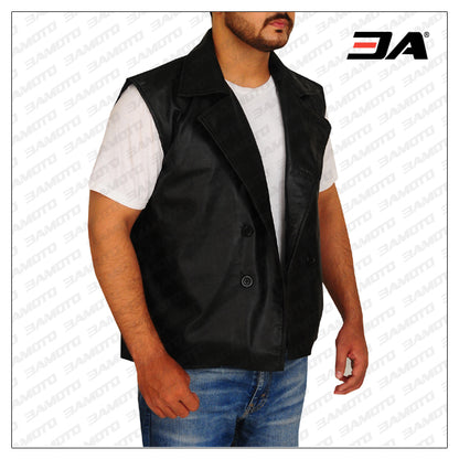 black leather vest for men