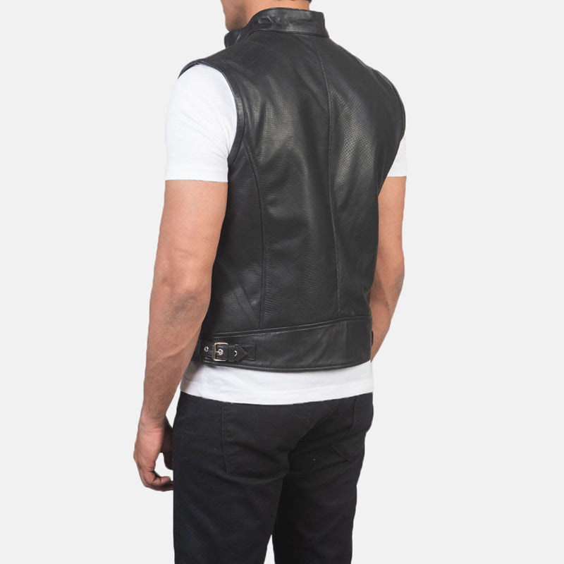 black leather vest for men