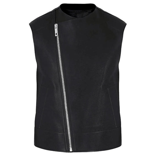 black leather vest for men - 3amoto shop