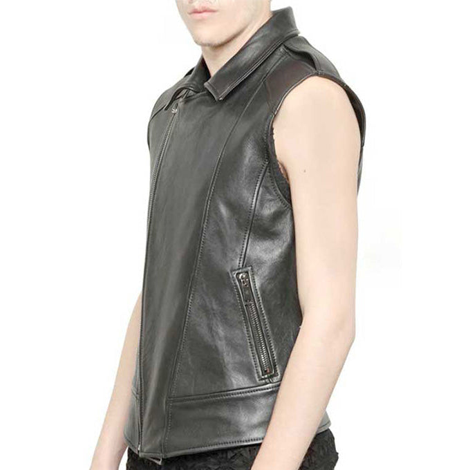 black leather vest for men