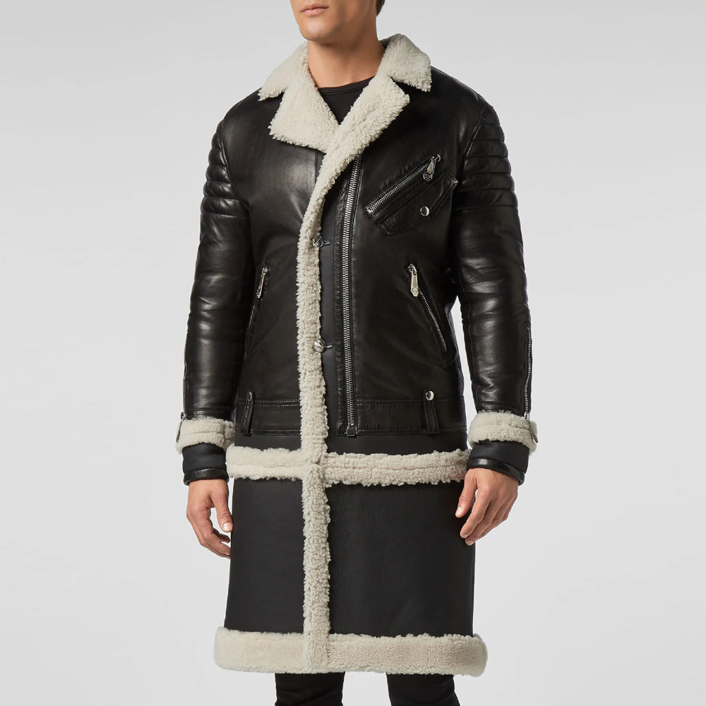 black shearling coat mens