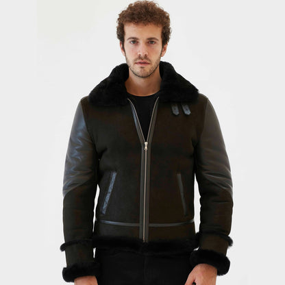 black shearling jacket