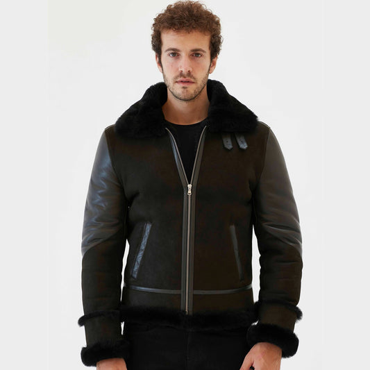 black shearling jacket - Fashion Leather Jackets USA - 3AMOTO