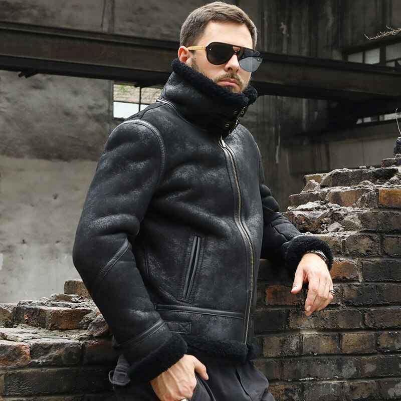 black shearling motorcycle jacket