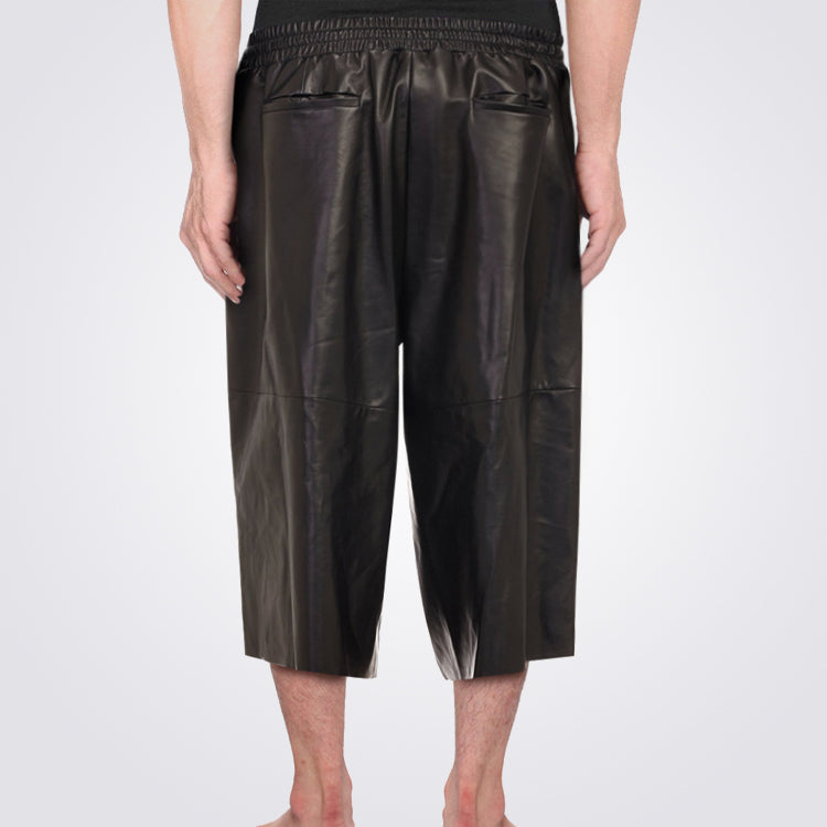 Black Leather Shorts Men