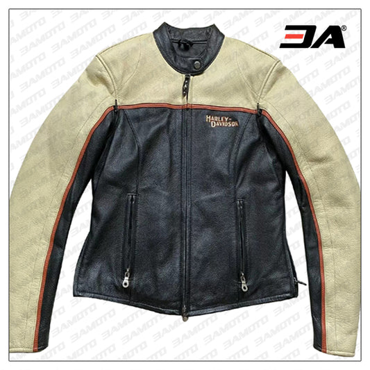 Black Yellow Harley Davidson Vintage Leather Jacket - Fashion Leather Jackets USA - 3AMOTO