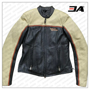 Black Yellow Harley Davidson Vintage Leather Jacket