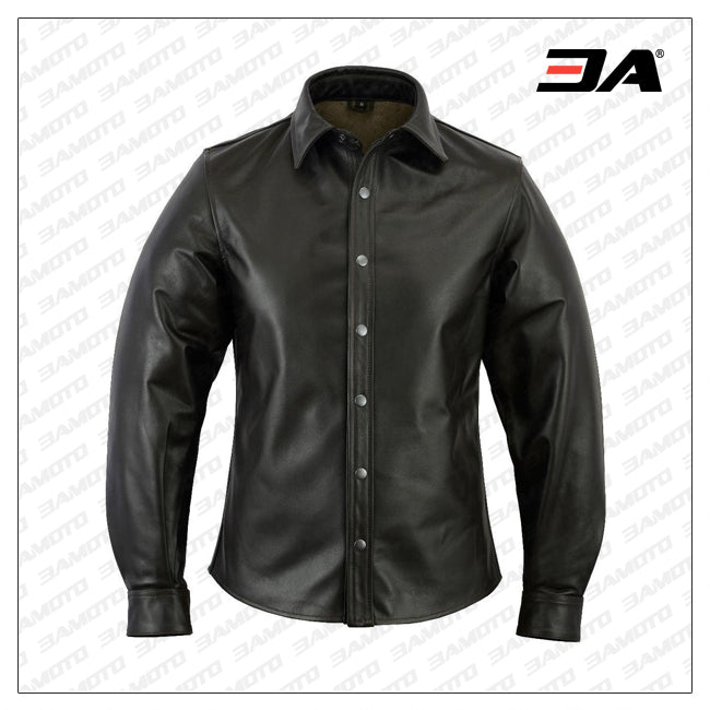 Black Leather Shirt Full Sleeves