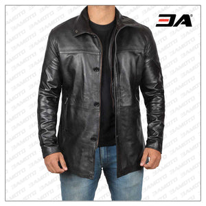 black PU leather coat