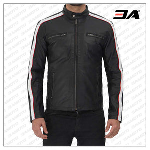 black and white leather jacket mens