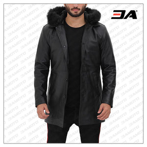 black leather jacket fur collar