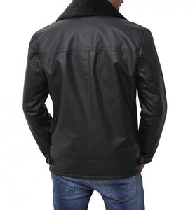 black leather shearling jacket