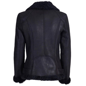 black shearling lamb belted biker jacket cross zipper