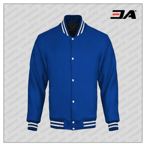 Royal Blue Cotton Fleece Varsity Jacket