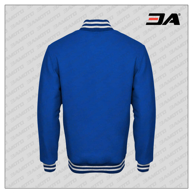 Royal Blue Cotton Fleece Varsity Jacket