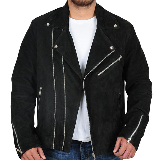 Rocker Style Suede Biker Leather Jacket for Men - Moto Jacket - 3amoto shop