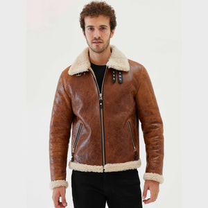 brown aviator jacket