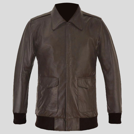 brown bomber leather jacket