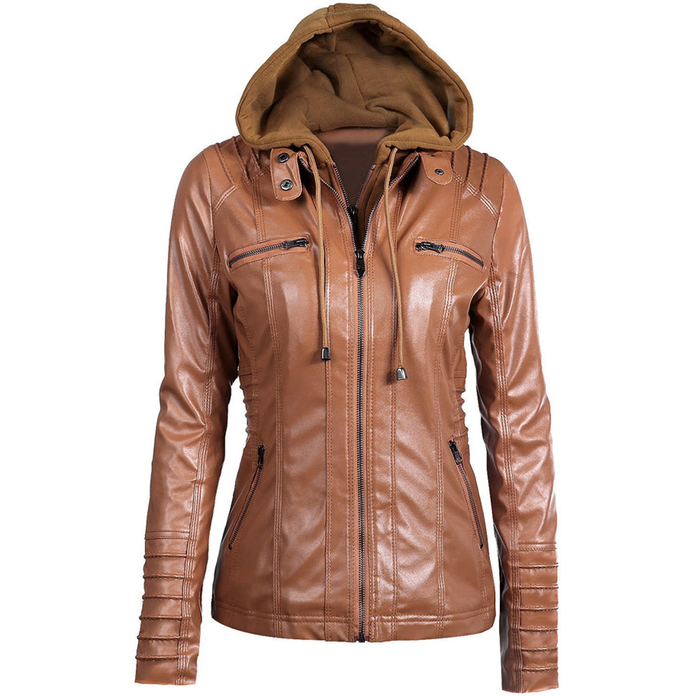 brown faux leather jacket