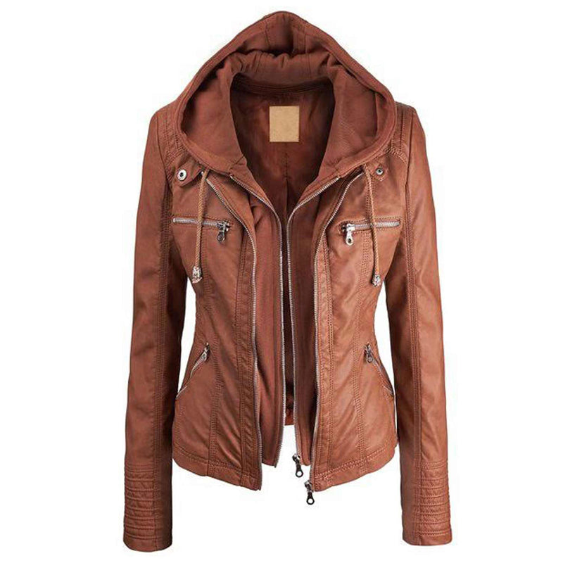 brown faux leather jacket