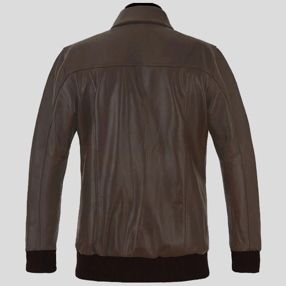 brown leather jacket