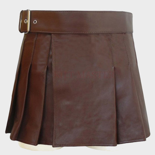 brown leather kilt - 3amoto shop