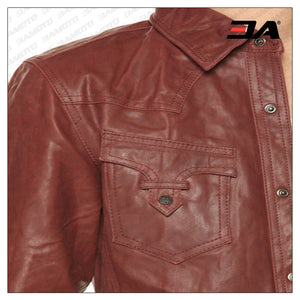 Brown Leather Shirt for Men