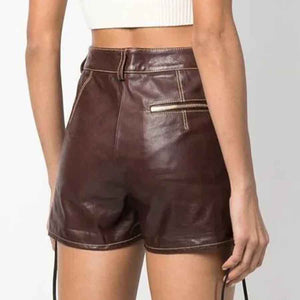 brown leather short women