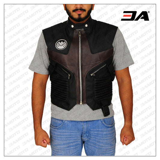 Hawkeye Black Brown Leather Vest - 3amoto shop