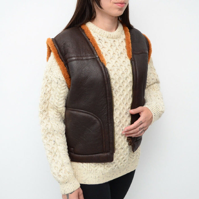 brown leather vest