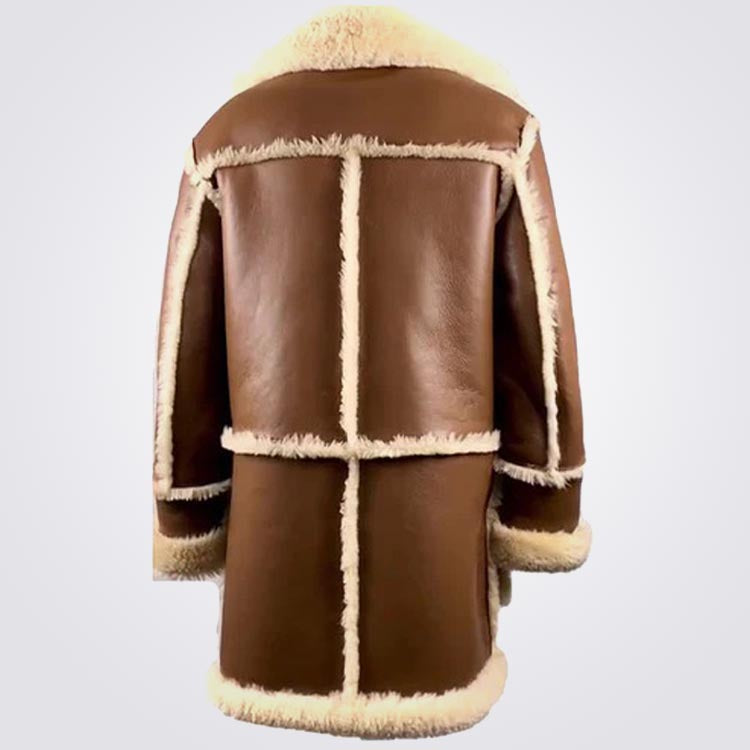 Brown Overcoat With Faux Shearling