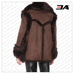Brown Shearling Leather Coat