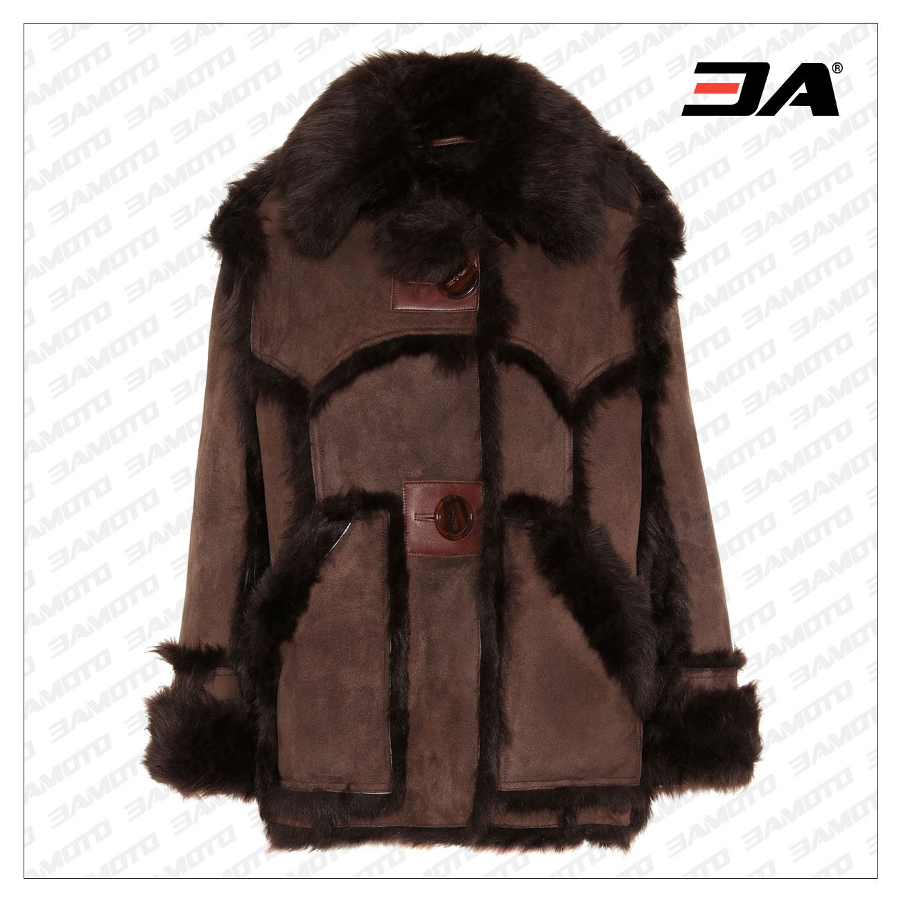 Brown Shearling Leather Fur Coat