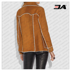 brown suede leather coat