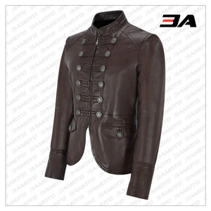 Brown Victory Military Parade Style Real Leather Jacket - 3A MOTO LEATHER
