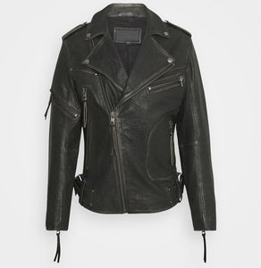 buy mens black distressed leather biker jacket
