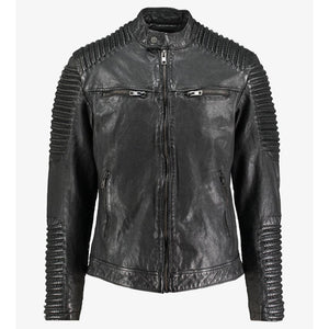 buy mens black distressed leather moto biker jacket
