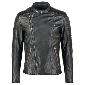buy mens black leather biker jacket