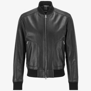 buy mens black leather bomber jacket online