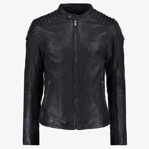 buy mens black leather perforated biker jacket