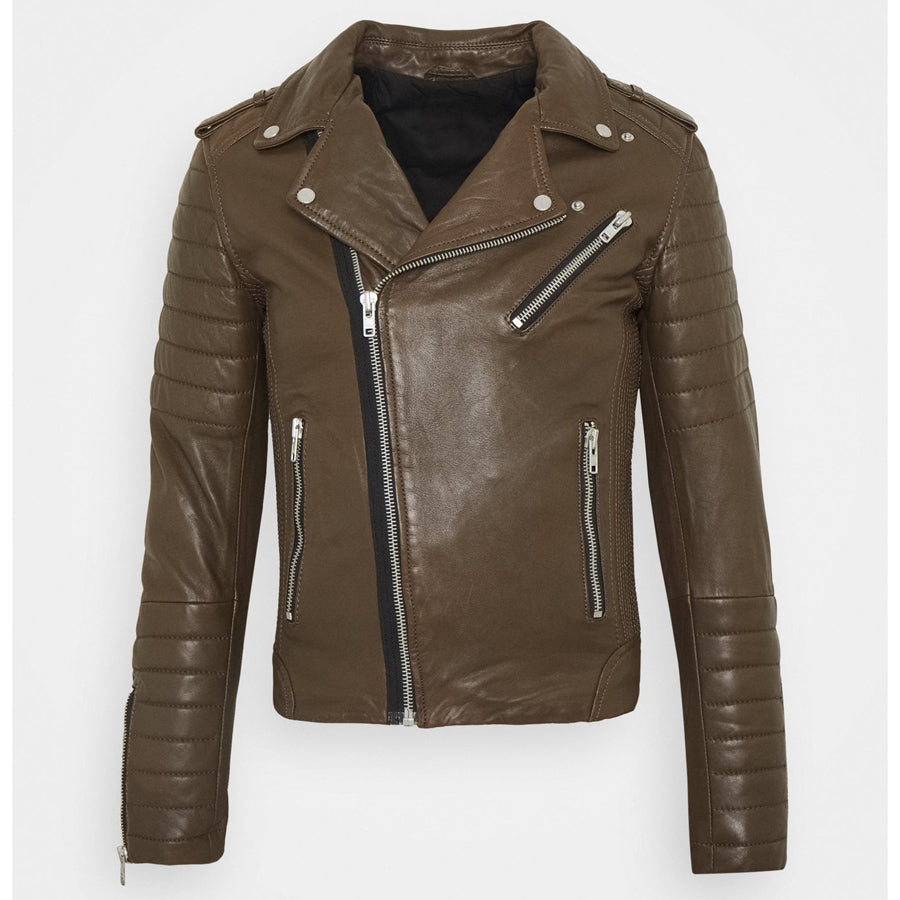 buy mens chocolate brown leather biker jacket