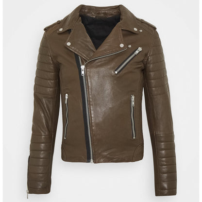 buy mens chocolate brown leather biker jacket