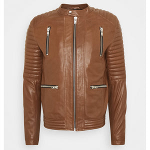 Buy Mens Tan Brown Leather Biker Jacket
