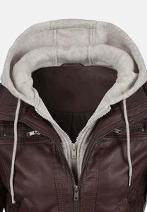 Buy Women’s Chocolate Brown Leather Bomber Jacket Online