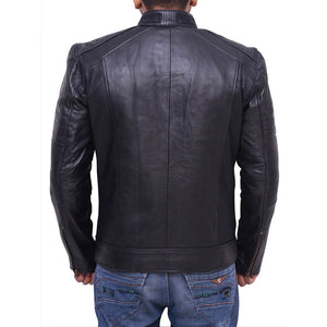 cafe racer black leather jacket